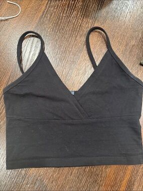 Brandy Melville Black Cropped V-Neck Bralette Tank